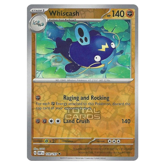 Pokemon - Scarlet & Violet - Obsidian Flames - Whiscash - 109/197 - (R Pokemon - Scarlet & Violet - Obsidian Flames - Whiscash - 109/197 - (R
