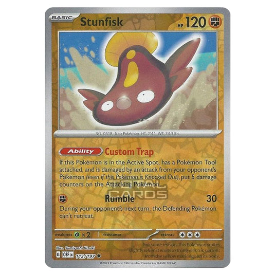 Pokemon - Scarlet & Violet - Obsidian Flames - Stunfisk - 112/197 - (Reverse Holo)