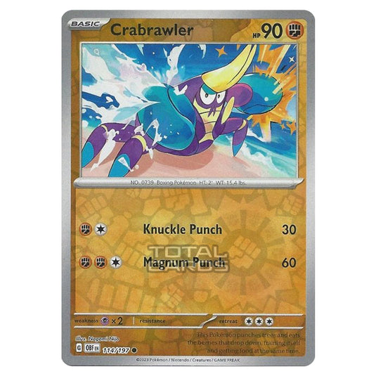 Pokemon - Scarlet & Violet - Obsidian Flames - Crabrawler - 114/197 - (Reverse Holo)