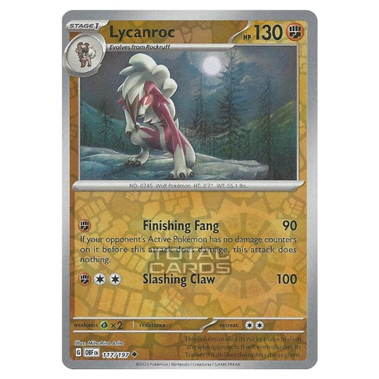 Pokemon - Scarlet & Violet - Obsidian Flames - Lycanroc - 117/197 - (Reverse Holo)