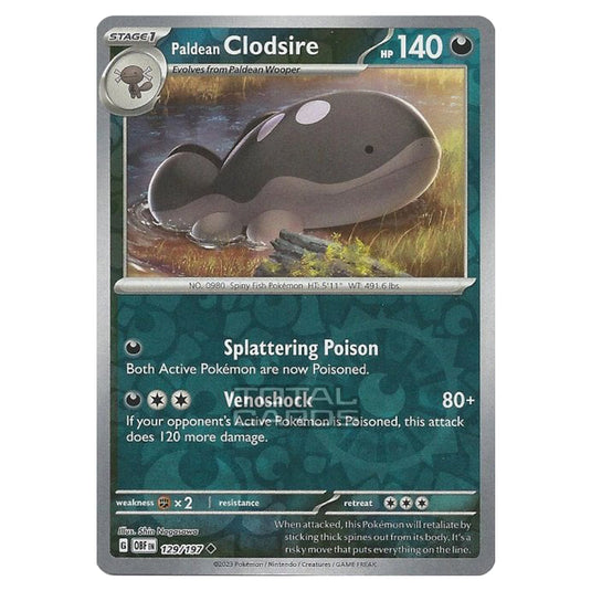 Pokemon - Scarlet & Violet - Obsidian Flames - Paldean Clodsire - 129/197 - (Reverse Holo)