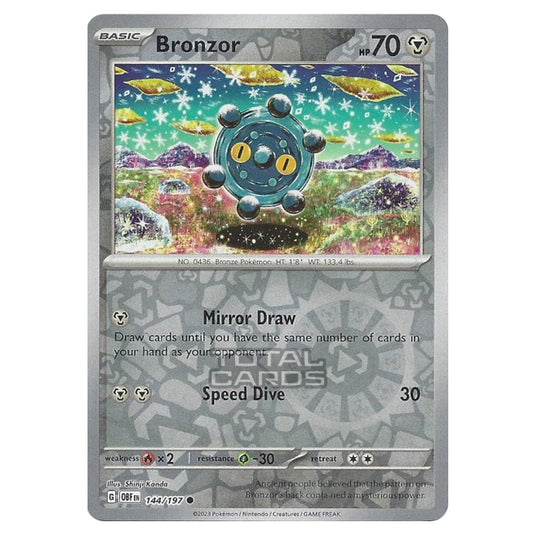 Pokemon - Scarlet & Violet - Obsidian Flames - Bronzor - 144/197 - (Reverse Holo)