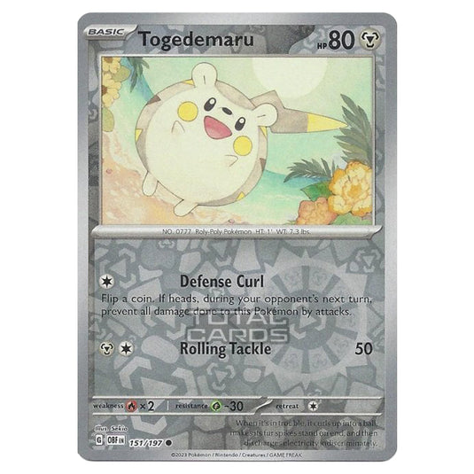 Pokemon - Scarlet & Violet - Obsidian Flames - Togedemaru - 151/197 - (Reverse Holo)