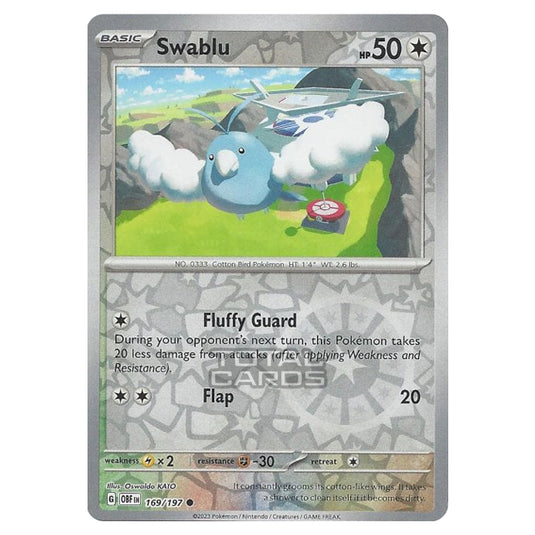 Pokemon - Scarlet & Violet - Obsidian Flames - Swablu - 169/197 - (Reverse Holo)