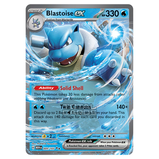 Pokemon - Scarlet & Violet - 151 - Blastoise ex - 009/165 Pokemon - Scarlet & Violet - 151 - Blastoise ex - 009/165