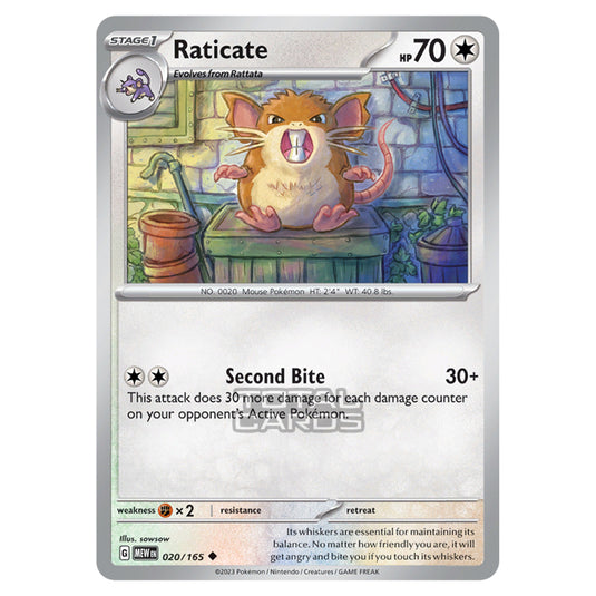 Pokemon - Scarlet & Violet - 151 - Raticate - 020/165