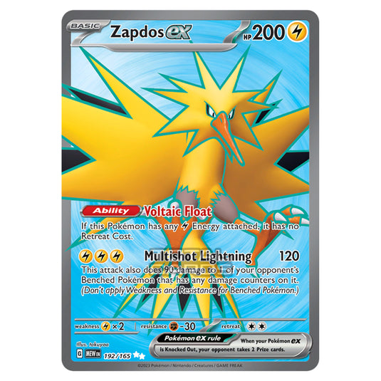 Pokemon - Scarlet & Violet - 151 - Zapdos ex - 192/165