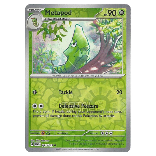 Pokemon - Scarlet & Violet - 151 - Metapod - 011/165 - (Reverse Holo)