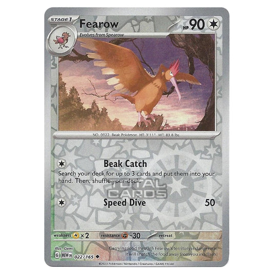 Pokemon - Scarlet & Violet - 151 - Fearow - 022/165 - (Reverse Holo)