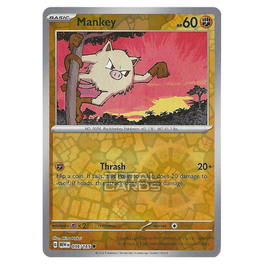 Pokemon - Scarlet & Violet - 151 - Mankey - 056/165 - (Reverse Holo)