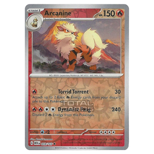 Pokemon - Scarlet & Violet - 151 - Arcanine - 059/165 - (Reverse Holo)