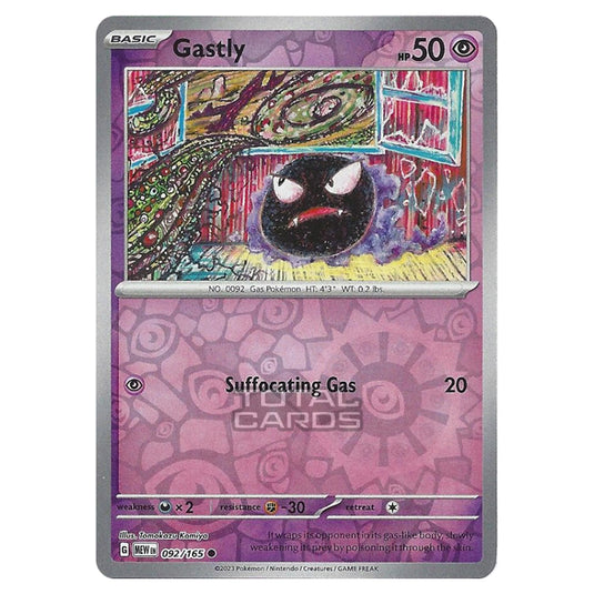 Pokemon - Scarlet & Violet - 151 - Gastly - 092/165 - (Reverse Holo)