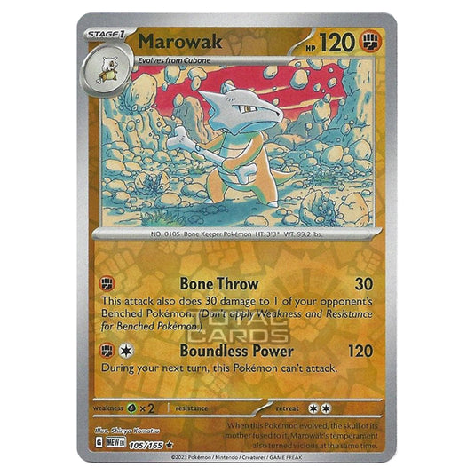 Pokemon - Scarlet & Violet - 151 - Marowak - 105/165 - (Reverse Holo)