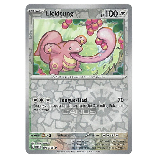 Pokemon - Scarlet & Violet - 151 - Lickitung - 108/165 - (Reverse Holo)