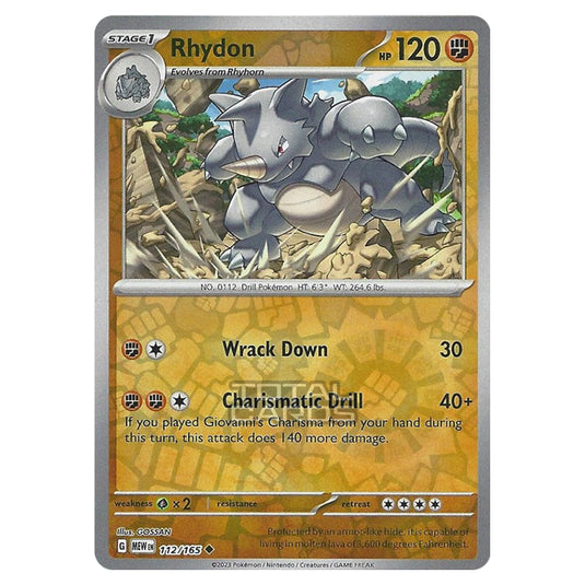 Pokemon - Scarlet & Violet - 151 - Rhydon - 112/165 - (Reverse Holo)