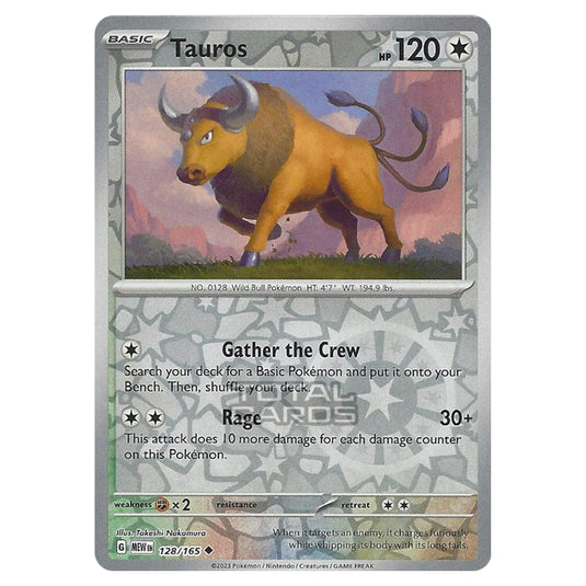 Pokemon - Scarlet & Violet - 151 - Tauros - 128/165 - (Reverse Holo)