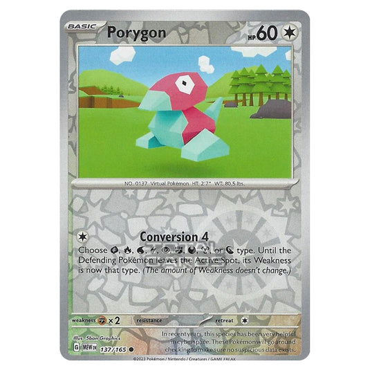 Pokemon - Scarlet & Violet - 151 - Porygon - 137/165 - (Reverse Holo) Pokemon - Scarlet & Violet - 151 - Porygon - 137/165 - (Reverse Holo)