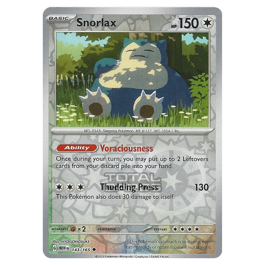 Pokemon - Scarlet & Violet - 151 - Snorlax - 143/165 - (Reverse Holo)