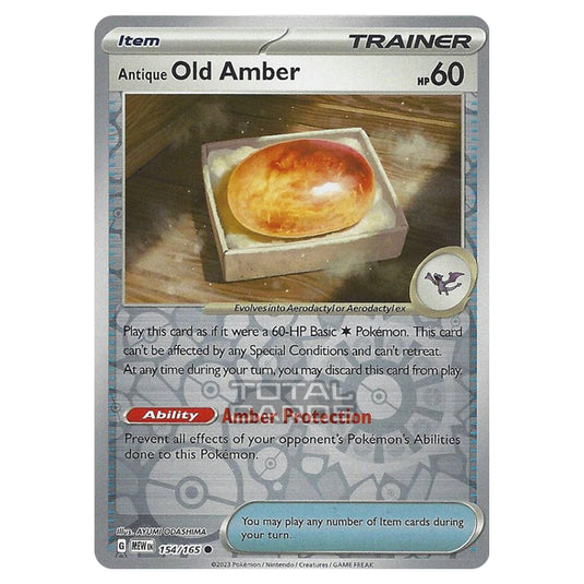 Pokemon - Scarlet & Violet - 151 - Antique Old Amber - 154/165 - (Reverse Holo)
