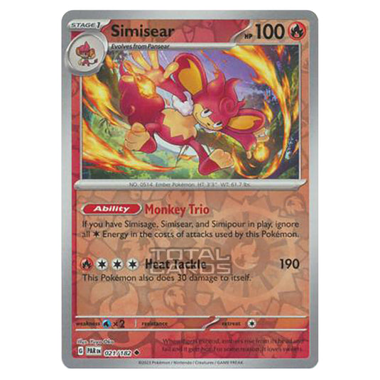 Pokemon - Scarlet & Violet - Paradox Rift - Simisear - 021/182 - (Reverse Holo)