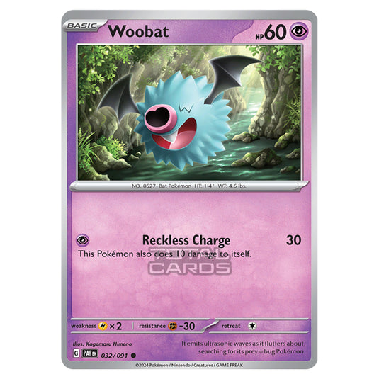 Pokemon - Scarlet & Violet - SV4.5 - Paldean Fates - Woobat - 032/91