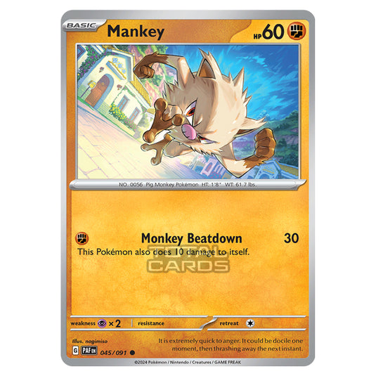 Pokemon - Scarlet & Violet - SV4.5 - Paldean Fates - Mankey - 045/91