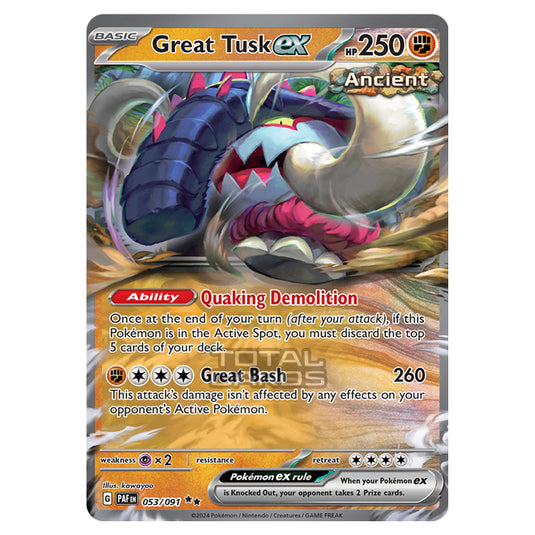 Pokemon - Scarlet & Violet - SV4.5 - Paldean Fates - Great Tusk ex - 053/91