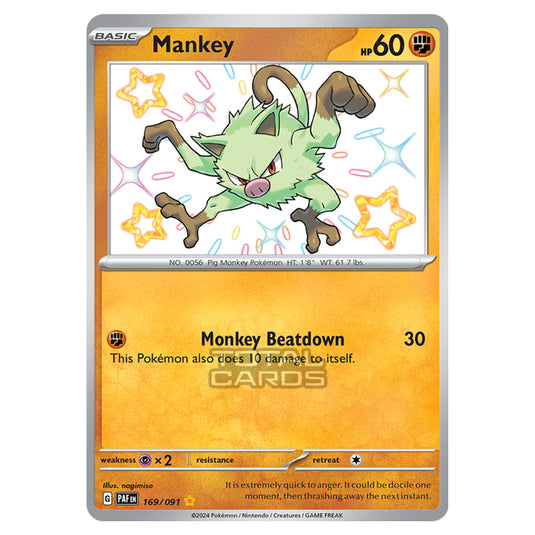 Pokemon - Scarlet & Violet - SV4.5 - Paldean Fates - Mankey - 169/91