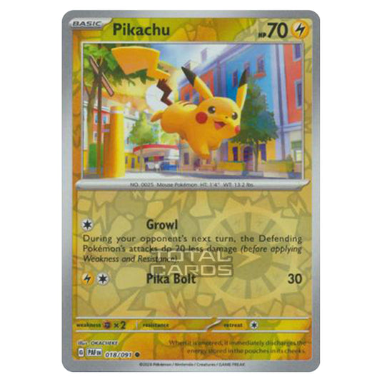 Pokemon - Scarlet & Violet - SV4.5 - Paldean Fates - Pikachu - 018/91 - (Reverse Holo)