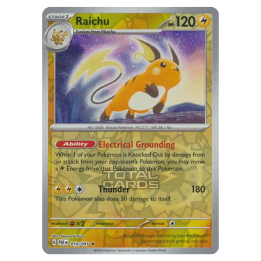 Pokemon - Scarlet & Violet - SV4.5 - Paldean Fates - Raichu - 019/91 - (Reverse Holo)