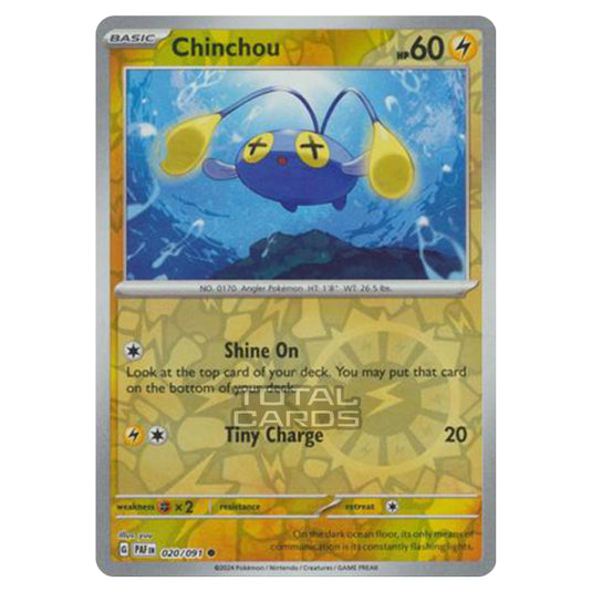 Pokemon - Scarlet & Violet - SV4.5 - Paldean Fates - Chinchou - 020/91 - (Reverse Holo)