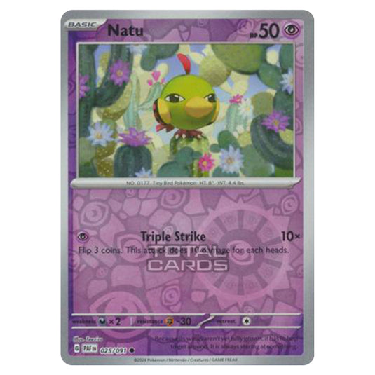 Pokemon - Scarlet & Violet - SV4.5 - Paldean Fates - Natu - 025/91 - (Reverse Holo)