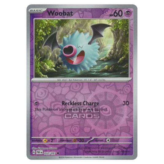 Pokemon - Scarlet & Violet - SV4.5 - Paldean Fates - Woobat - 032/91 - (Reverse Holo)