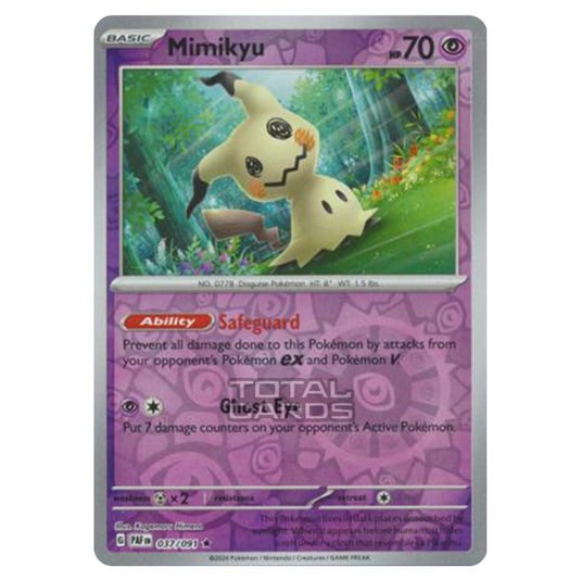 mimikyu pokemon card holographic Pokemon - Scarlet & Violet - SV4.5 - Paldean Fates - Mimikyu