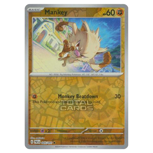 Pokemon - Scarlet & Violet - SV4.5 - Paldean Fates - Mankey - 045/91 - (Reverse Holo)