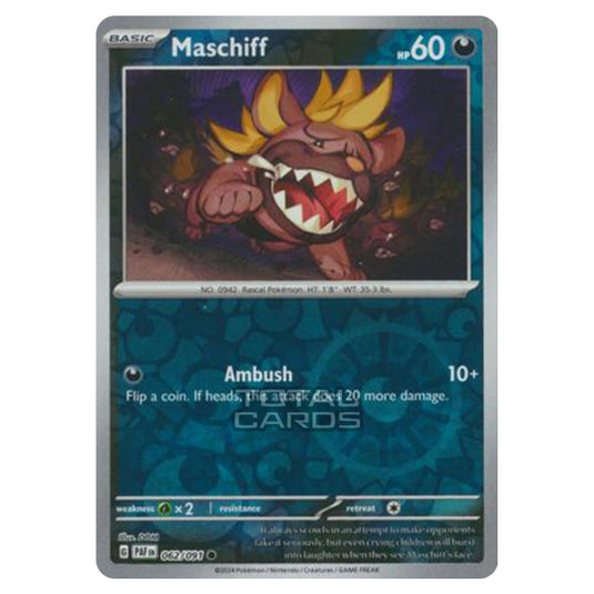 Pokemon - Scarlet & Violet - SV4.5 - Paldean Fates - Maschiff - 062/91 - (Reverse Holo)