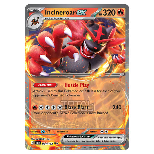 Pokemon - Scarlet & Violet - Temporal Forces - Incineroar ex - 034/162 Pokemon - Scarlet & Violet - Temporal Forces - Incineroar ex - 034/162