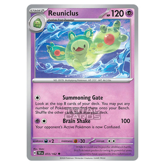 Pokemon - Scarlet & Violet - Temporal Forces - Reuniclus - 072/162