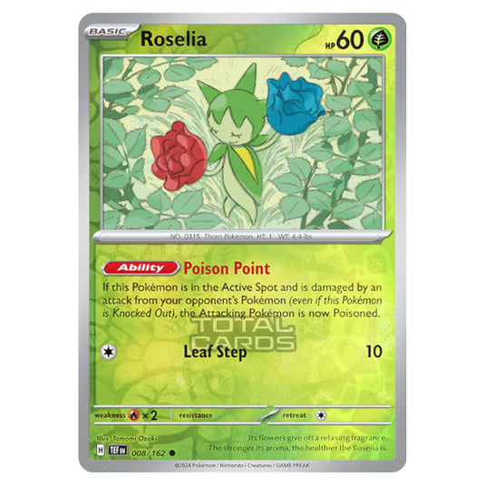 Pokemon - Scarlet & Violet - Temporal Forces - Roselia - 008/162 - (Reverse Holo)