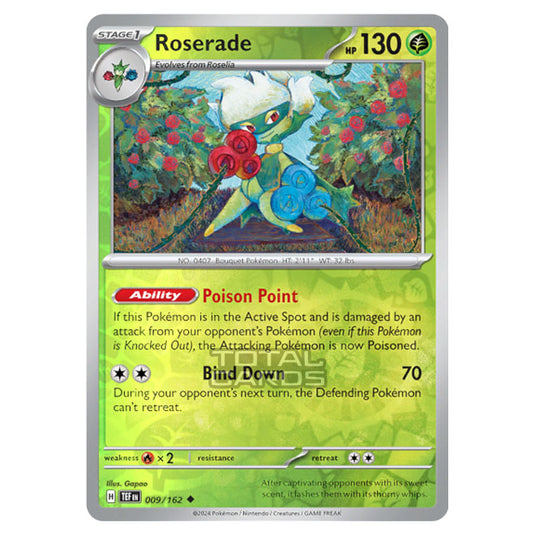 Pokemon - Scarlet & Violet - Temporal Forces - Roserade - 009/162 - (Reverse Holo)