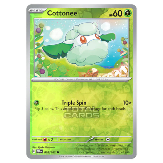 Pokemon - Scarlet & Violet - Temporal Forces - Cottonee - 014/162 - (Reverse Holo)