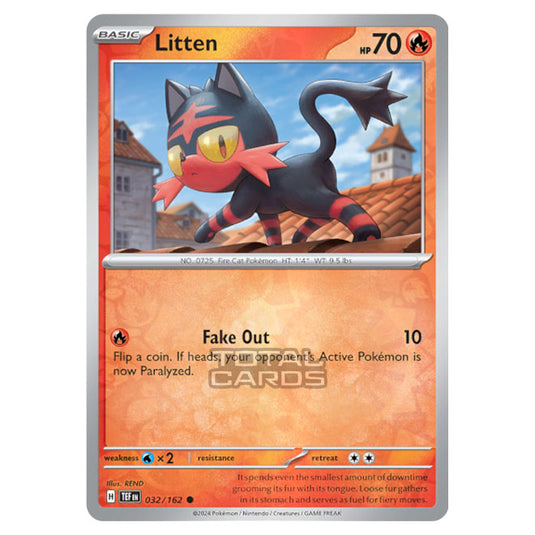 Pokemon - Scarlet & Violet - Temporal Forces - Litten - 032/162 - (Reverse Holo)