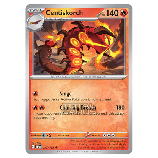 Pokemon - Scarlet & Violet - Temporal Forces - Centiskorch - 037/162 - (Reverse Holo)