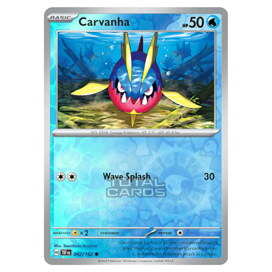 Pokemon - Scarlet & Violet - Temporal Forces - Carvanha - 042/162 - (Reverse Holo)