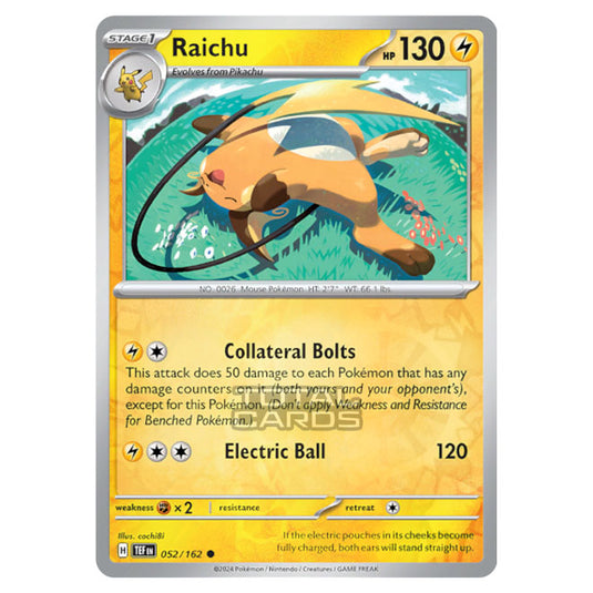 Pokemon - Scarlet & Violet - Temporal Forces - Raichu - 052/162 - (Rev Pokemon - Scarlet & Violet - Temporal Forces - Raichu - 052/162 - (Rev