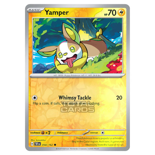 Pokemon - Scarlet & Violet - Temporal Forces - Yamper - 058/162 - (Reverse Holo)