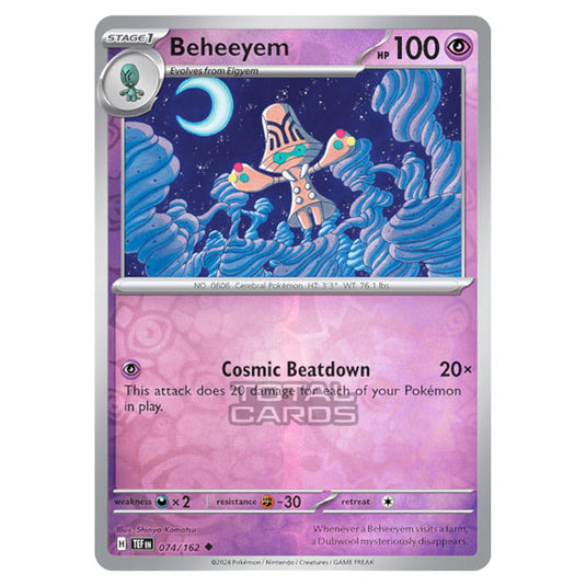 Pokemon - Scarlet & Violet - Temporal Forces - Beheeyem - 074/162 - (Reverse Holo)