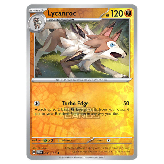 Pokemon - Scarlet & Violet - Temporal Forces - Lycanroc - 090/162 - (Reverse Holo)