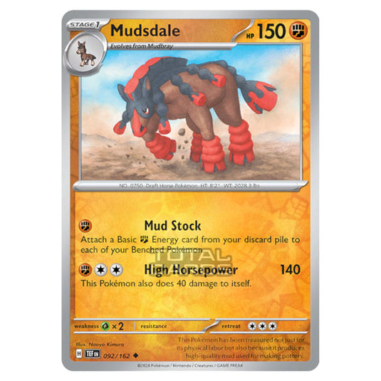 Pokemon - Scarlet & Violet - Temporal Forces - Mudsdale - 092/162 - (Reverse Holo)