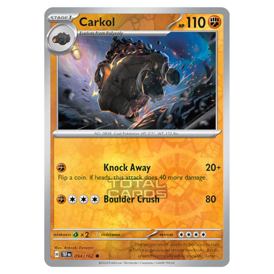 Pokemon - Scarlet & Violet - Temporal Forces - Carkol - 094/162 - (Reverse Holo)